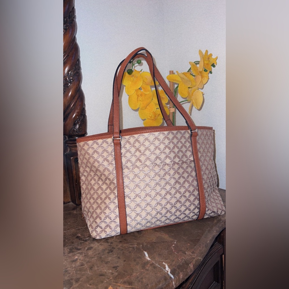 Dana Buchman Tan and Brown Tote Bag